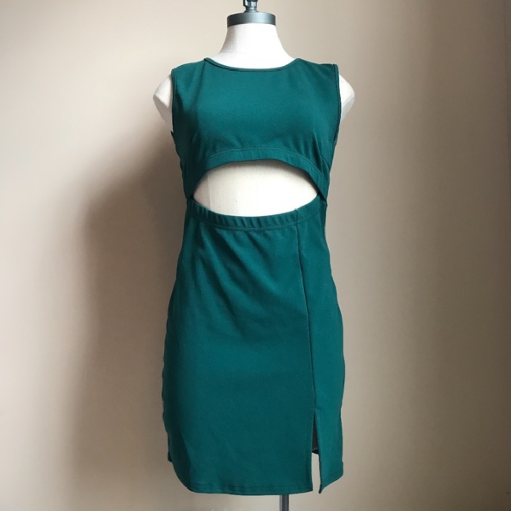 NWT Nasty Gal Dark Green Bodycon Mini Dress